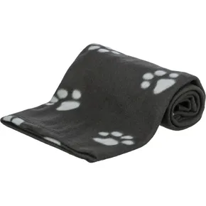 Kocyk polarowy BEANY 100x70cm - czarny z beżowymi nóżkami
